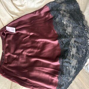 SATIN SKIRT with LACE